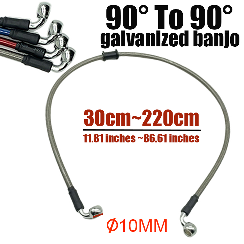 Braided Line - オートバイ用編組ケーブル,300〜2200mm,ステンレス鋼製,ユニバーサルレーシングホース,10mm