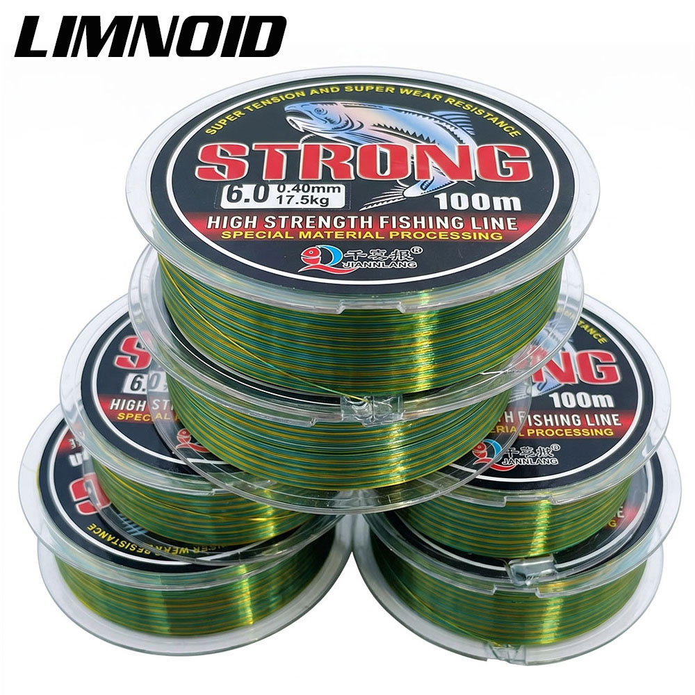 Fluorocarbon Line - Limnoid100M フロロカーボンモノフィラメントライン 高張力耐摩耗性 カモグリーン 低視認性 0.10–0.50mm