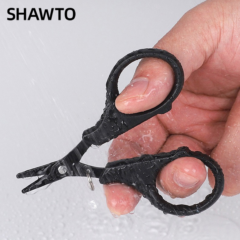 Fishing Line Cutter - Shawto チタンコーティングされたステンレス鋼釣りはさみ多機能釣りプライヤー PE 編組ラインカッターツール釣具