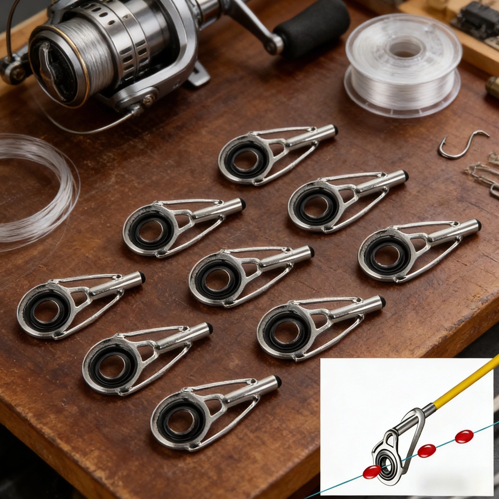 Fishing Line Winder - 10個入り 金属製 釣り竿ガイドリング 磁器リング DIY 釣り竿先端修理