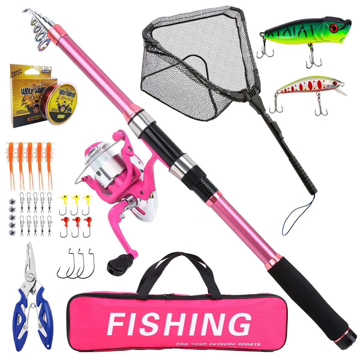 釣り竿セット フルキット 伸縮式釣り竿とスピニングリール付き - Fishing Line Spooler のレビューと価格