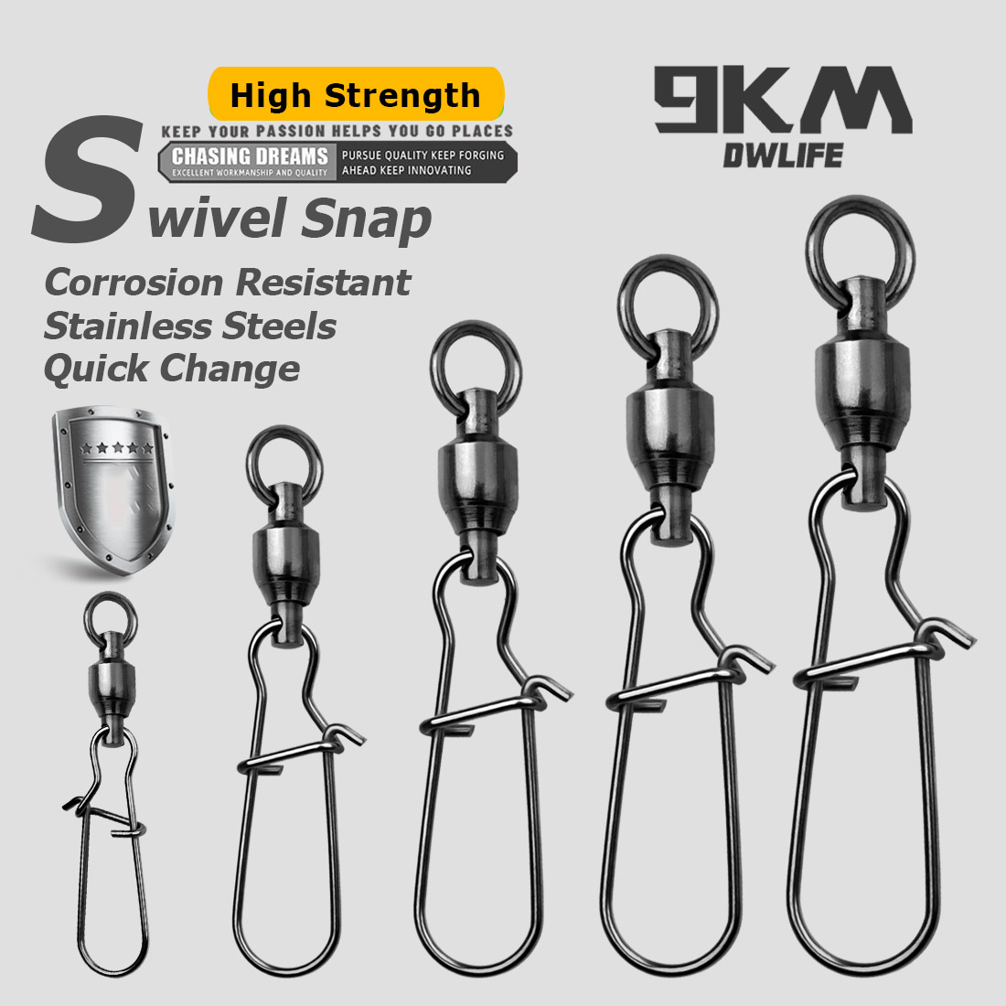 9KM 10個入り ボールベアリングスイベルスナップ デュア - Tippet Line のレビューと価格