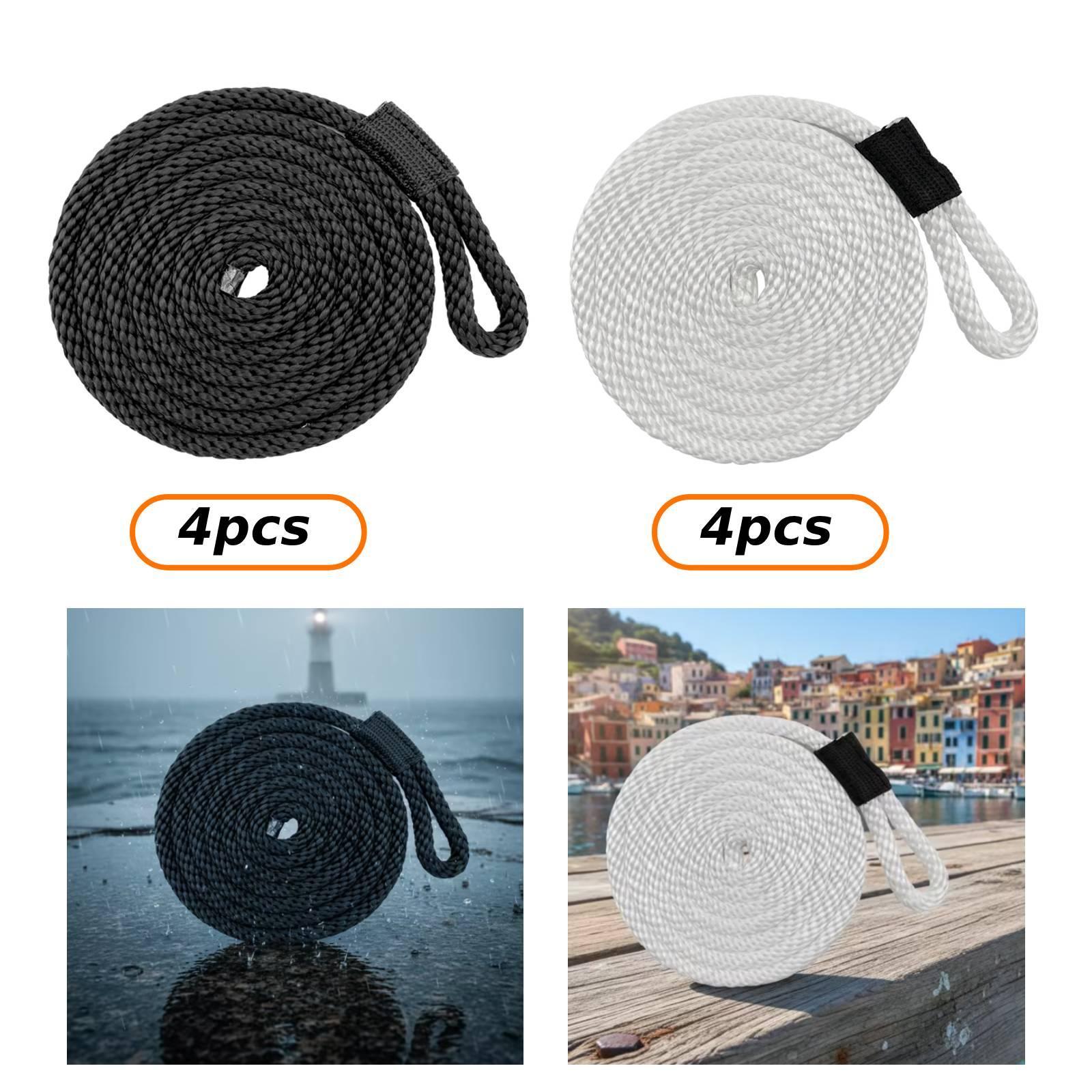 4本組ドックライン係留ロープ、ヘビーデューティー釣り用ポンツ - Braided Line のレビューと価格